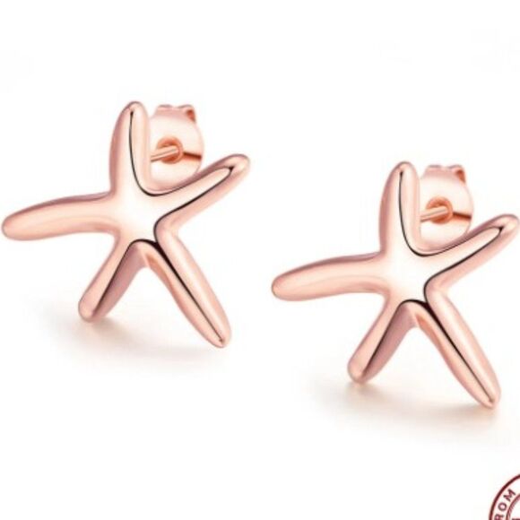 NWOT Unique Rose Gold Starfish Stud Earrings - Picture 6 of 6